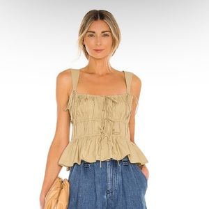 ULLA JOHNSON LULU TOP - KHAKI